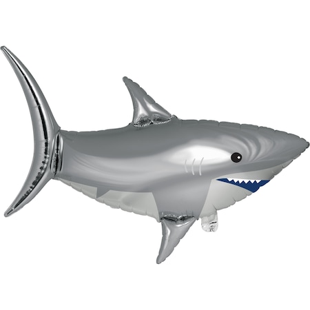 Creative Converting Shark Party Shaped Mylar Balloon, 28.5"x37", 10PK 350507